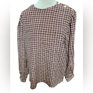 Russ Womens Size 16 Vintage Blouse Blue Red Long Sleeve Buttons Accesso